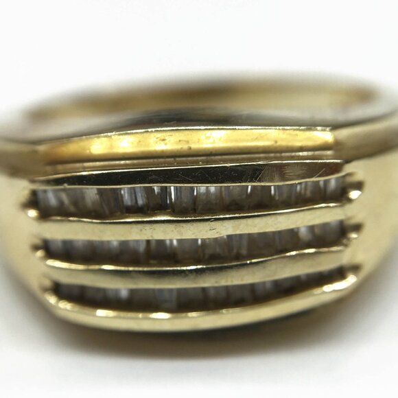 Men's 14K YG Hand Assembled Custom Made Baguette Diamond Ring - Picture 6 of 10